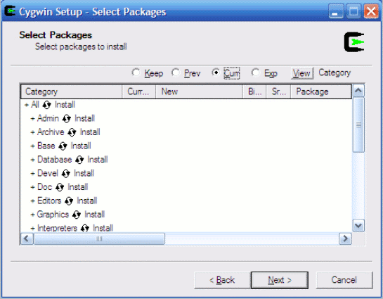 Cygwin Installation for MSwin
