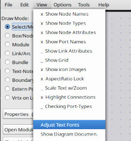 Adjust fonts menu.